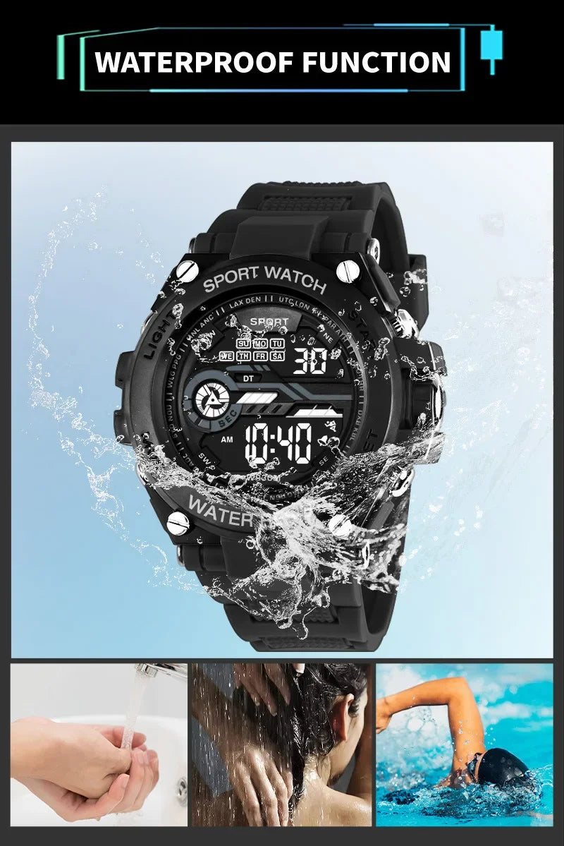 YIKAZE Men's Waterproof Sports Watch with LED Display - Smarsty