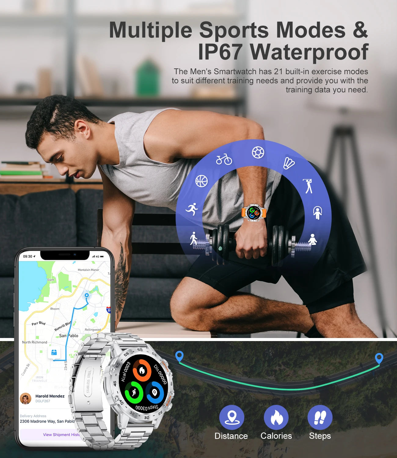 LIGE 1.39 Inch Bluetooth Smart Watch for Men - Smarsty