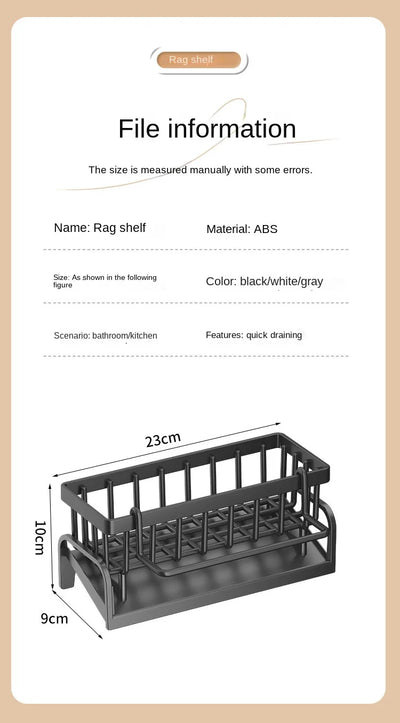 Kitchen Sink Draining Rack with Cleaning Cloth Storage - Smarsty