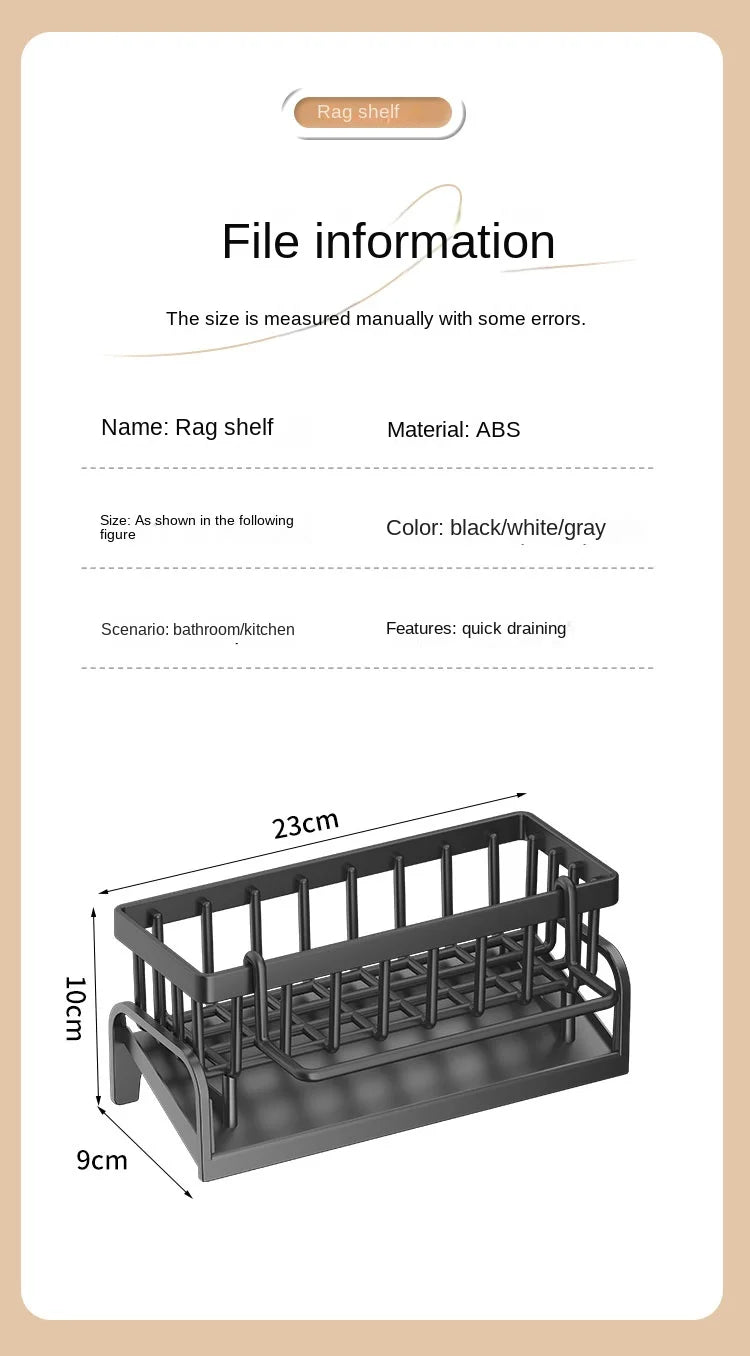 Kitchen Sink Draining Rack with Cleaning Cloth Storage - Smarsty