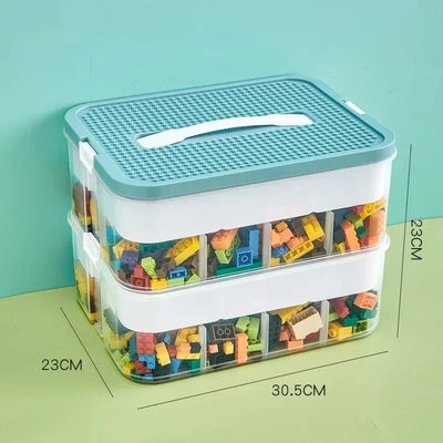 1/2/3 Layers Kids Building Block Storage Box Adjustable Sundries Container Classified Small Storage Container Toy Organizer Box - Smarsty