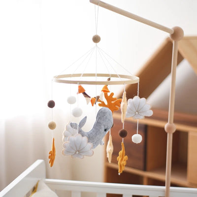 Baby Crib Mobile Bed Bell Rattle Toys Wooden Crochet Stars Pendant Bed Bell Toys Newborn Comfort Crib Bracket Hanging Toys Gifts by Smarsty