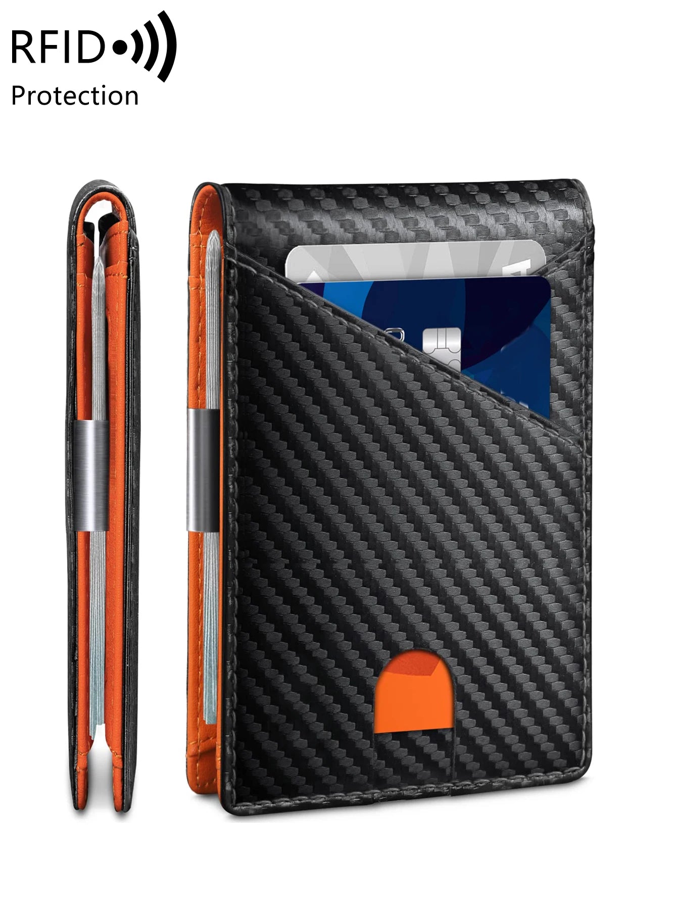Minimalist men's wallet RFID anti-theft brush double fold cross front pocket portable card holder 12 card multifunctional wallet - Smarsty