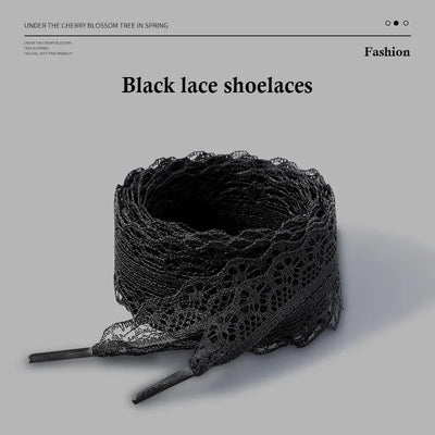 Fancy Lace Shoelaces for Women Casual Shoes 2.9CM Width Flat Shoelace for Sneakers Black White Shoe Laces Accessorices - Smarsty