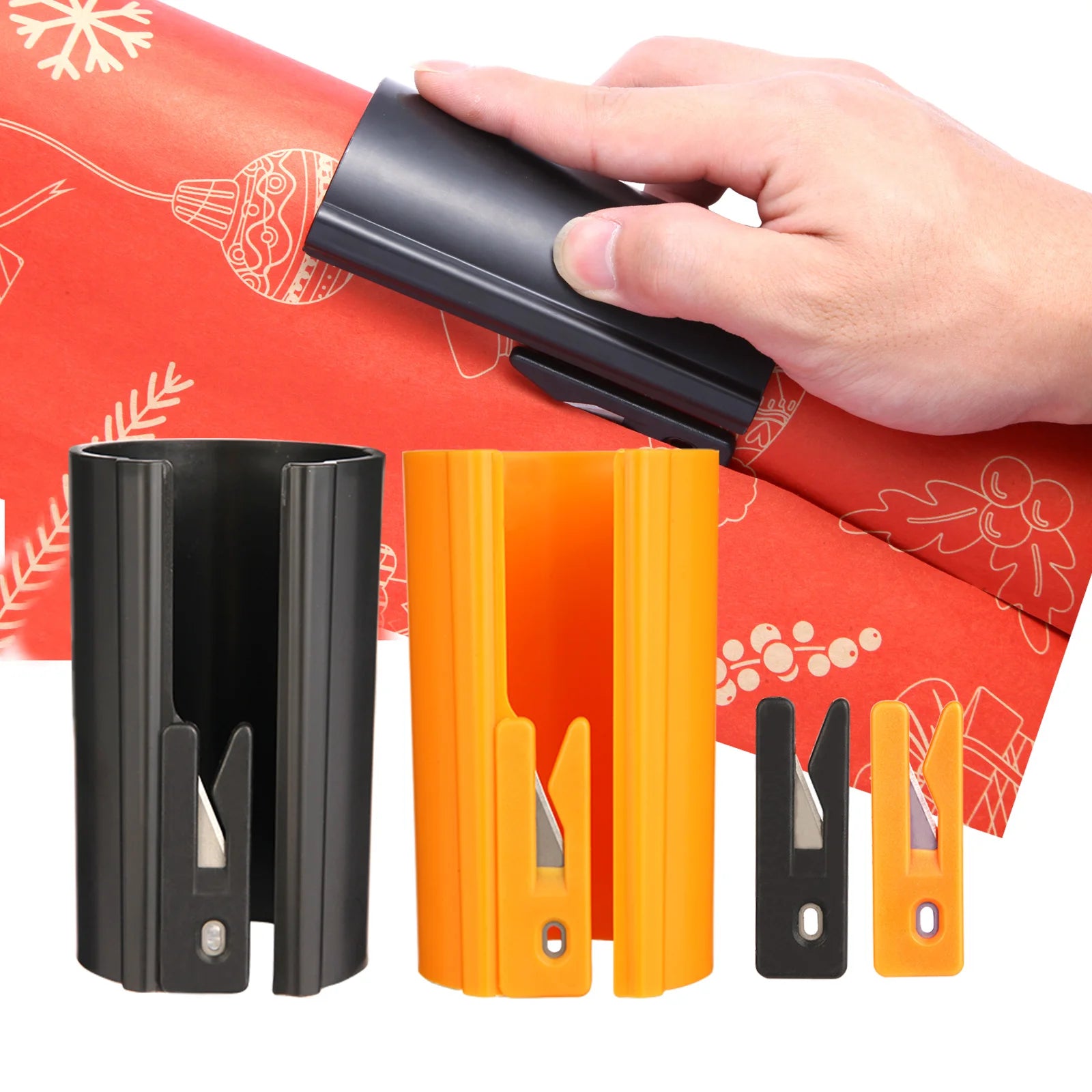 HORN Sliding Wrapping Paper Cutter - Easy-Glide Gift Wrap Trimmer for Christmas & Birthdays, Durable ABS，, Orange/Black - Smarsty