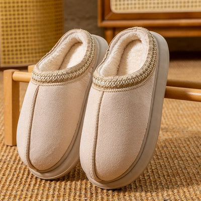 Men's Plush Fleece Lined Slippers Winter Warm House Shoes with Thick EVA Sole for Indoor/Outdoor Use Cozy Non-Slip Home Footwear - Smarsty