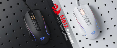 Redragon M612 Predator RGB Gaming Mouse 8000 DPI Wired Optical with 11 Programmable Buttons, White - Smarsty