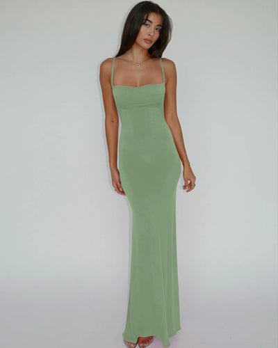 Hugcitar 2025 Spring Solid Sleeveless Backless Elegant Sexy Bodycon Y2K Maxi Prom Dress Women Clothes Birthday Party Casual Y2K - Smarsty