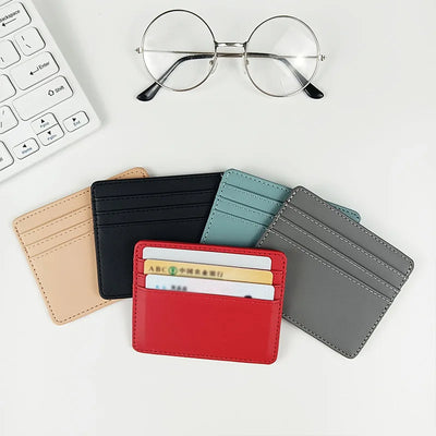 PU Leather ID Card Case - Slim Multi-Slot Holder for Bank/Credit Cards - Smarsty