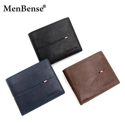 Slim Men Wallets New Short Zipper Card Holder Photo Holder Male Purse Simple Coin Pocket High Quality PU Leather Men's Wallet - Smarsty