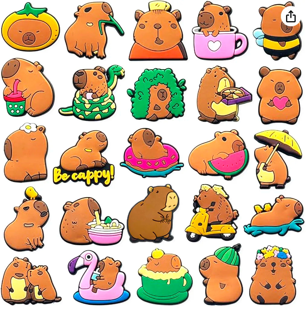 20Pcs Capybara Series Shoe Charms For Slides Sandals, PVC Shoe Decorations Accessories For Christmas Birthday Gift Party Favor