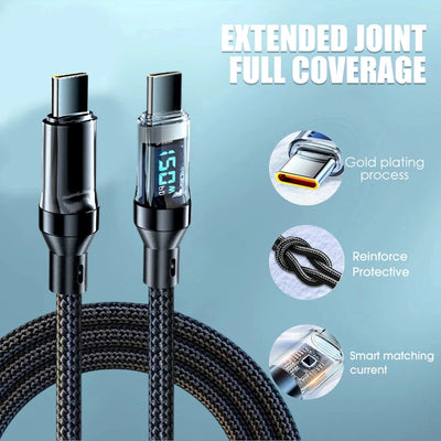 NNBILI 120W USB C and USB A charging cables with LED display screen, USB C=C-C，USB A=A-C,Xiaomi iPhone、 Samsung not compatible - Smarsty