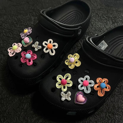 12pcs Set Shoes Decoration for Summer Sandals & Slippers Three-dimensional Colorful Flowers Shoes for Women DIY Shoe Accessories - Smarsty