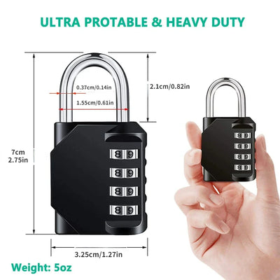 1pc Combination Lock Resettable 4 Digit Padlock with Combination Waterproof and Heavy Duty Combination Padlock Outdoor - Smarsty