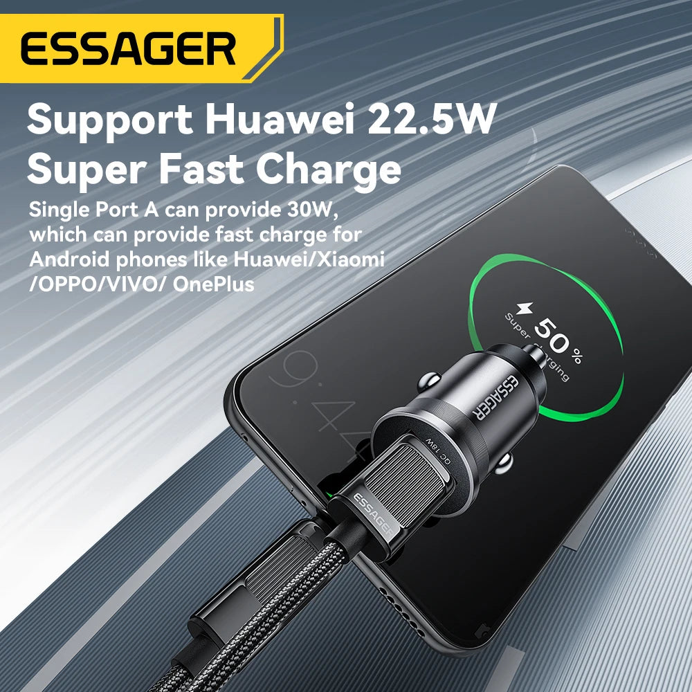 45W Car Charger Dual Port PD TypeC Quick Charge Fast - Smarsty