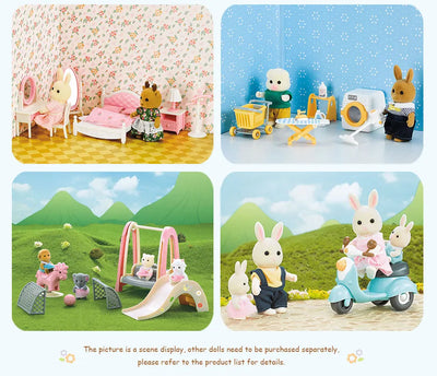 1/12 Dollhouse Furniture Family House Villa Simulate Forest Rabbit Animal Family Miniature Scene Toy Display Furniture Toy Gift by Smarsty