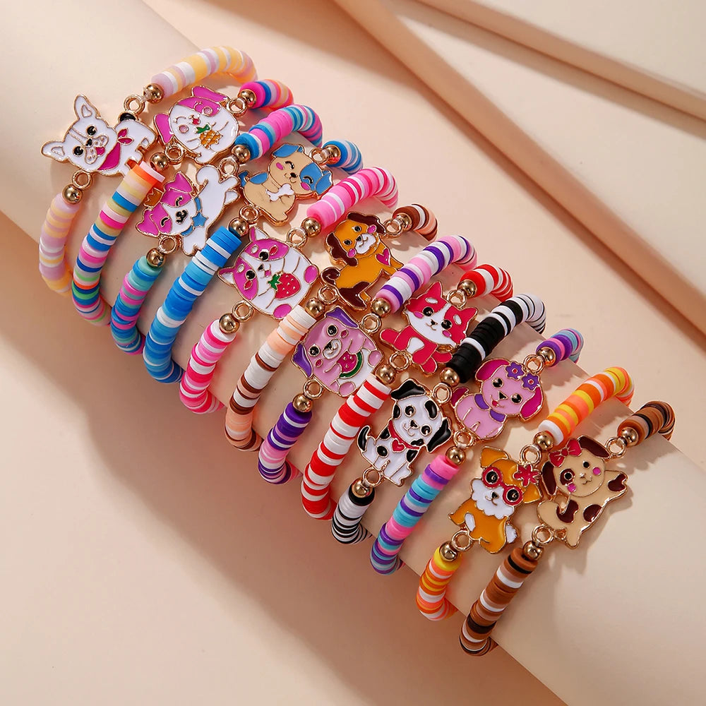 Unicorn Cat Flower Charm Beaded Bracelets Set - Smarsty