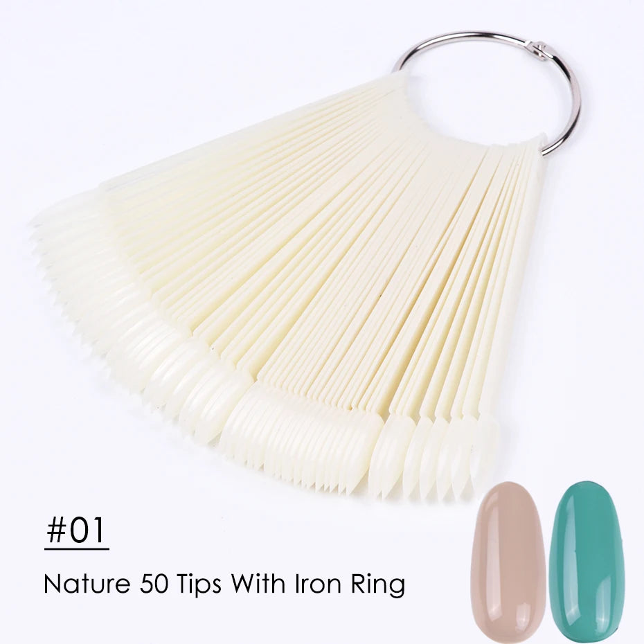50pcs Oval Nail Display Tips for UV Gel Swatching - Smarsty