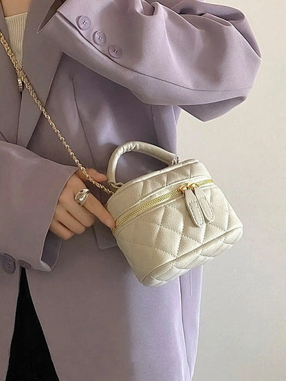 Mini Quilted Crossbody Bag PU Leather Designer Style - Smarsty