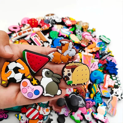 6/30/60/100/200 Pcs Cartoon Shoe Charms for Clogs Bubble Slides Sandals PVC Shoe Decorations Accessories For Teens - Smarsty