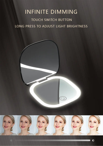 Compact Foldable LED Makeup Mirror With 5x/10x Magnification - Smarsty