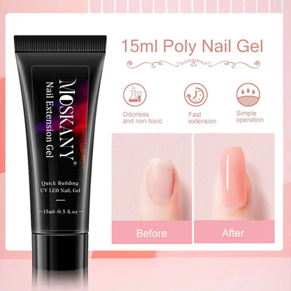 Poly Nail Gel Set With 6W LED Lamp For Beginners - Smarsty