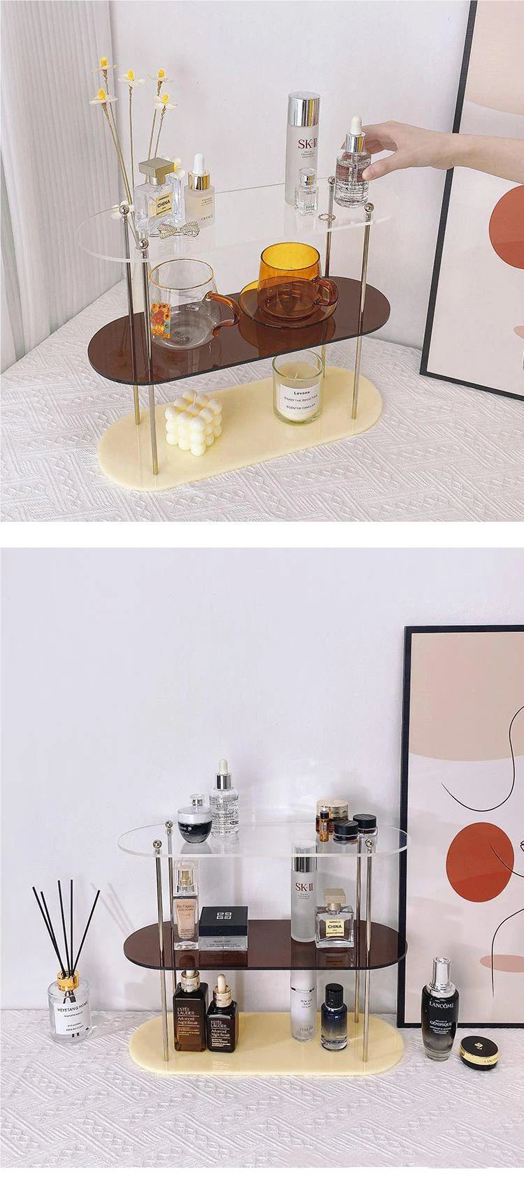 Ins Style Acrylic Multi-layer Storage Rack Decorative Shelves Desk Organizer Makeup Jewelry Home Organization Garden