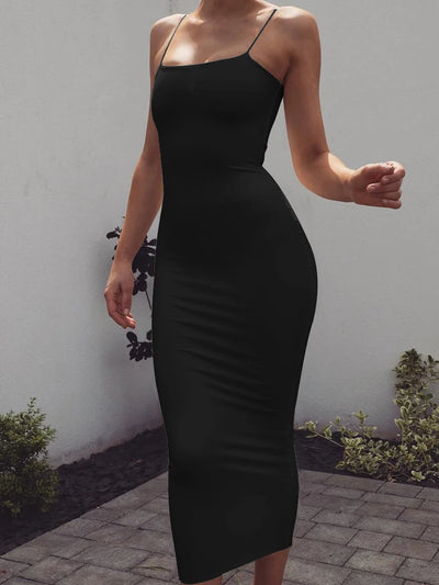 2025 New Spring Summer Women's High Elastic Sleeveless Backless Dress Long Sling Dresses Club Sexy Suspender Dress - Smarsty