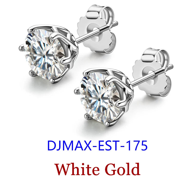 Moissanite Studs 0.5 To 2Ct Sterling Silver Screw Back - Smarsty
