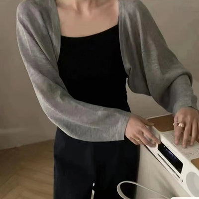 Fashion Thin Solid Color Ice Silk Sunscreen Cardigan Sunscreen Clothing For Women Girls Casual Summer Long Sleeve Short Coat - Smarsty