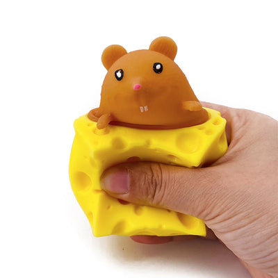 Stress-relieving Pet Cheese Mouse Cheese Pinch Fun Stress Ball Vent Squirrel Cup Prank Toy Fidget Toys - Smarsty