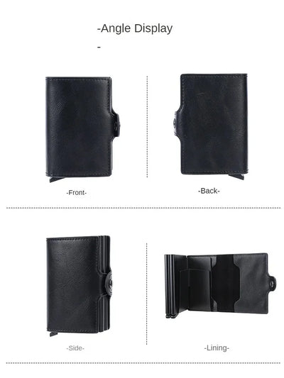 Large Capacity Double Layer ID Credit Card Holder Anti Rfid Blocking Protected Magic Wallet for Men Carbon Fiber Cardholder Case - Smarsty