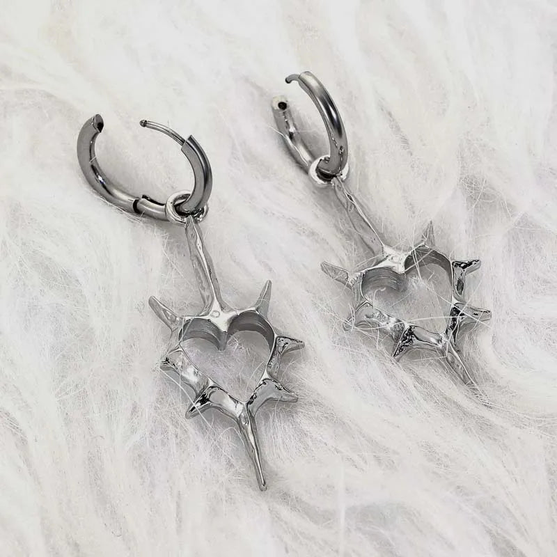 Y2K Punk Hollow Heart Earrings for Women Elegant Party Jewelry - Smarsty