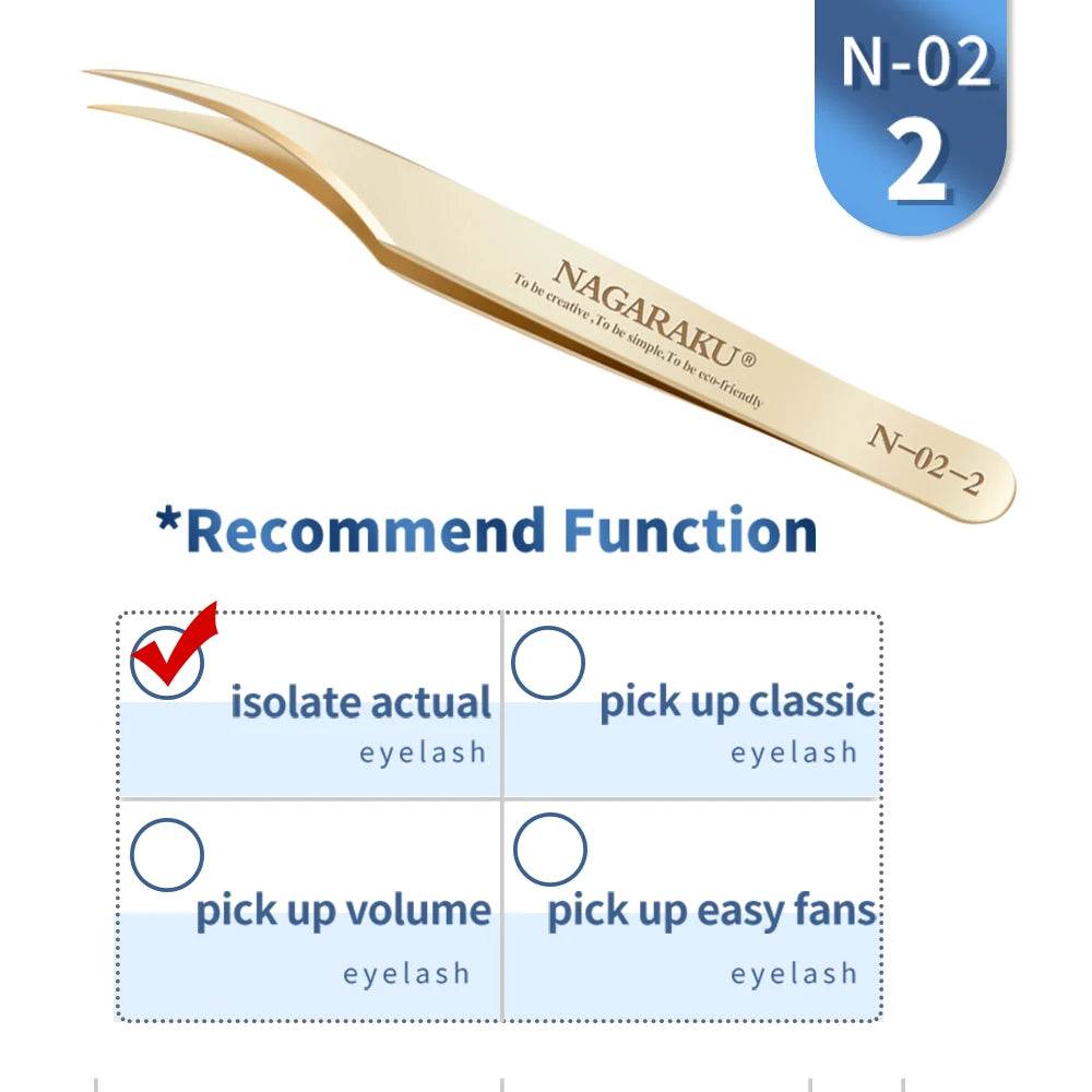 NAGARAKU Stainless Steel Eyelash Extension Tweezers Precision Grip - Smarsty