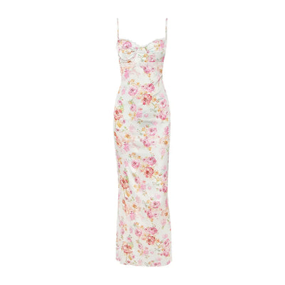 Suninheart Summer Spaghetti Strap Floral Print Party Dresses Elegant Maxi Bodycon Wedding Guest Holiday Dress New In Dress 2023 - Smarsty