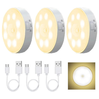 Motion Sensor LED Night Light USB Rechargeable for Cabinets - Smarsty