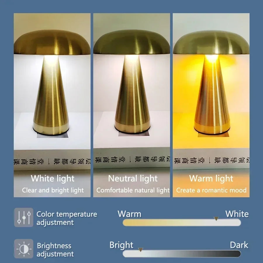 Retro Mushroom LED Touch Sensor Table Lamp for Bedroom Decor - Smarsty