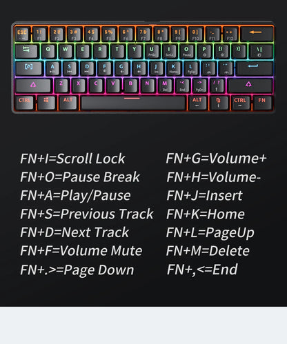 Compact 61Key Esports Mechanical Keyboard Hot Swappable RGB