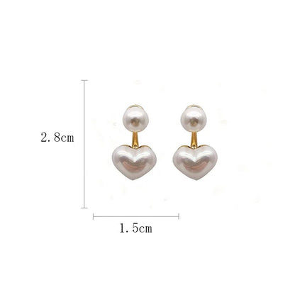 Elegant Pearl Heart Stud Earrings For Wedding Gifts - Smarsty