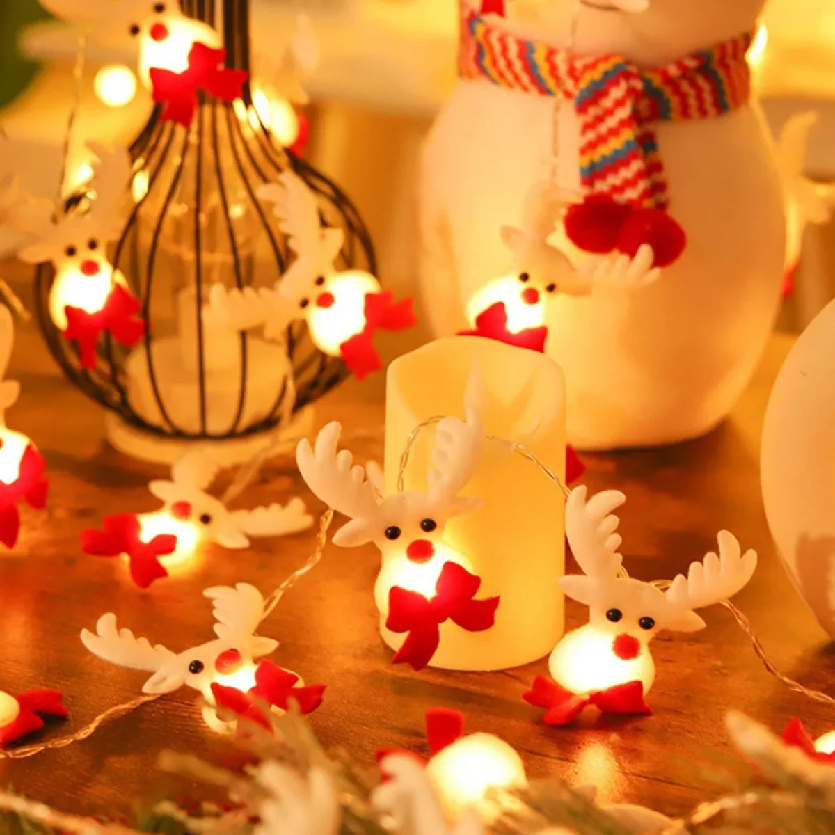 Battery Operated Reindeer String Lights 20 LED | Warm White Elk Fairy Lights for Christmas Tree, Bedroom & Holiday Party Decor