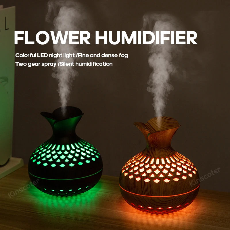 Wood Grain USB Humidifier for Hydration and Aromatherapy - Smarsty