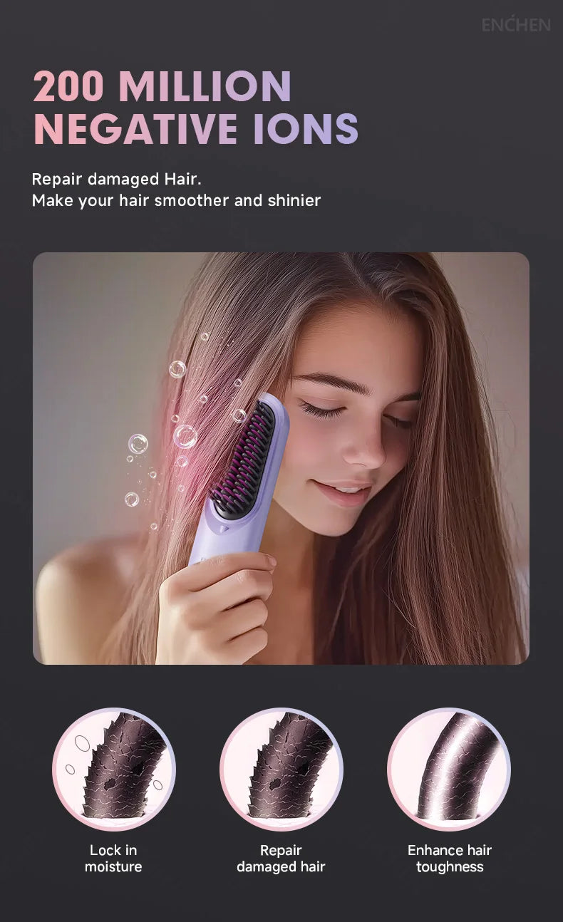Professional Mini Straightener Brush with Negative Ions - Smarsty