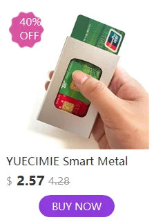 YUECIMIE Slim Aluminum Wallet With Elasticity Back Pouch ID Credit Card Holder Mini RFID Wallet Automatic Pop up Bank Card Case - Smarsty