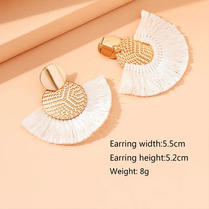 Bohemian Big Tassel Drop Earrings for Stylish Wedding Look - Smarsty