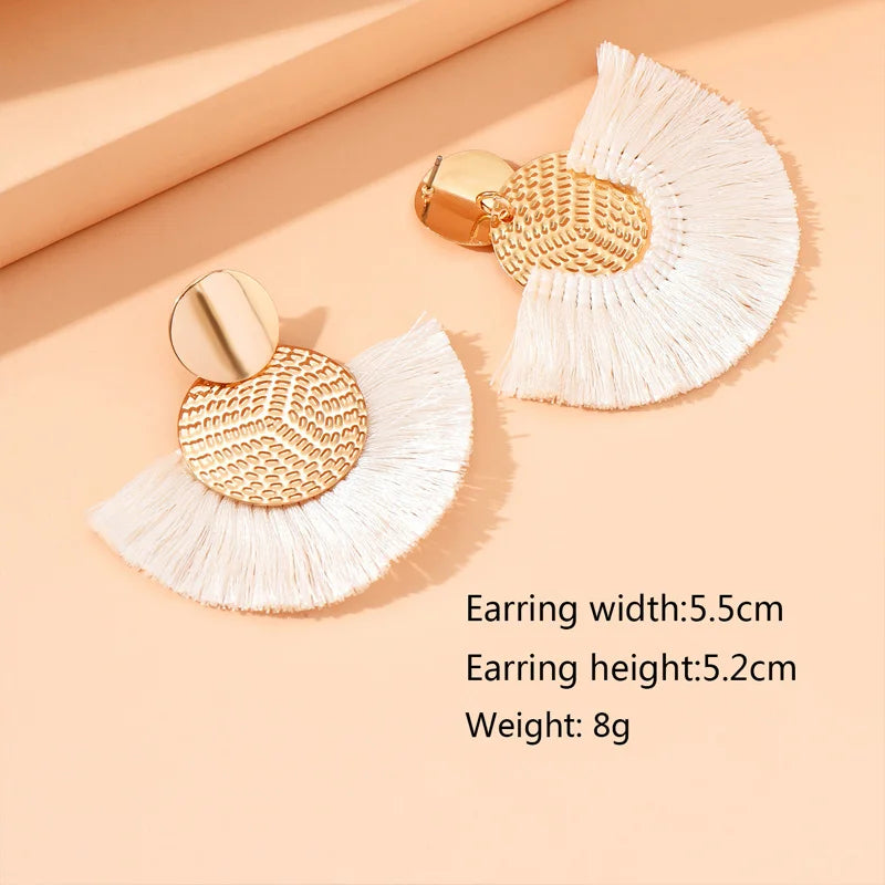 Bohemian Big Tassel Drop Earrings for Stylish Wedding Look - Smarsty