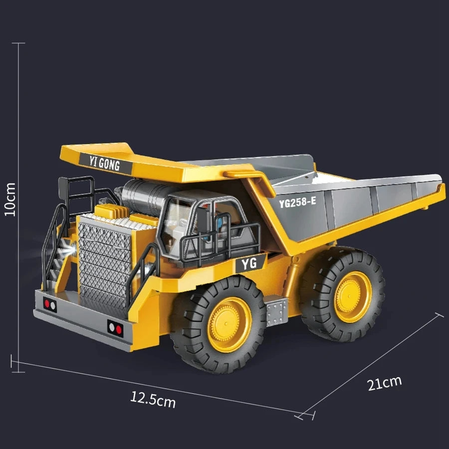 2.4G Remote Control Excavator Dump Truck RC Model Car Toy Professional Alloy Plastic Simulation Construction Vehicle Kids Gifts