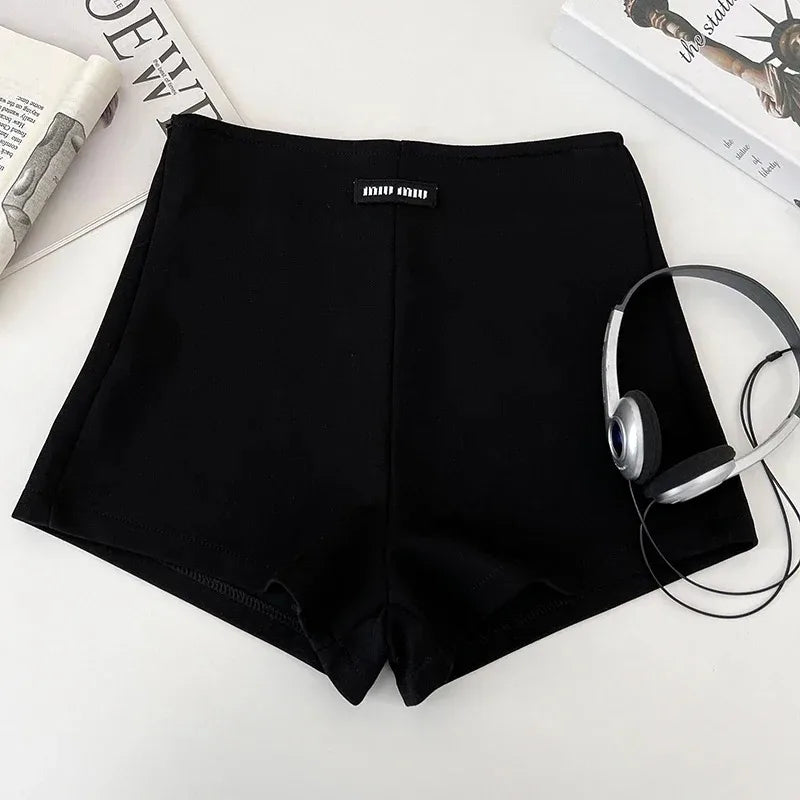Summer basic solid color versatile shorts for women casual and elegant high-waisted slimming straight shorts - Smarsty