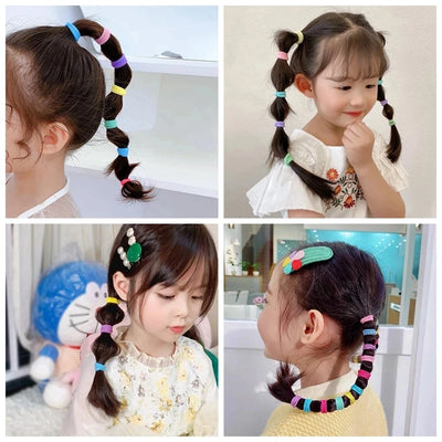 100 Pack Colorful Nylon Hair Ties For Kids Gentle Soft - Smarsty
