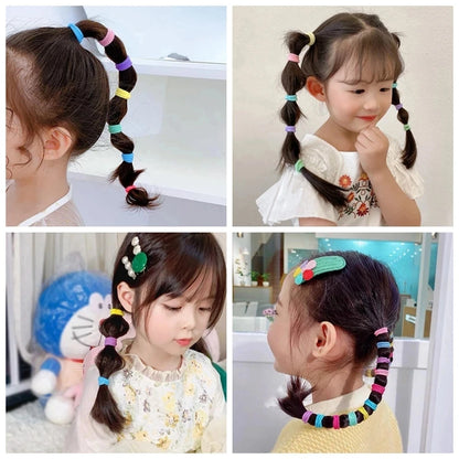 100 Pack Colorful Nylon Hair Ties For Kids Gentle Soft - Smarsty