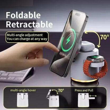 Qi2 3 In 1 Wireless Charger Station With Night Lamp - Smarsty